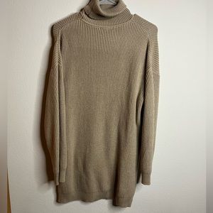 Beige TurtleNeck Sweater Dress
